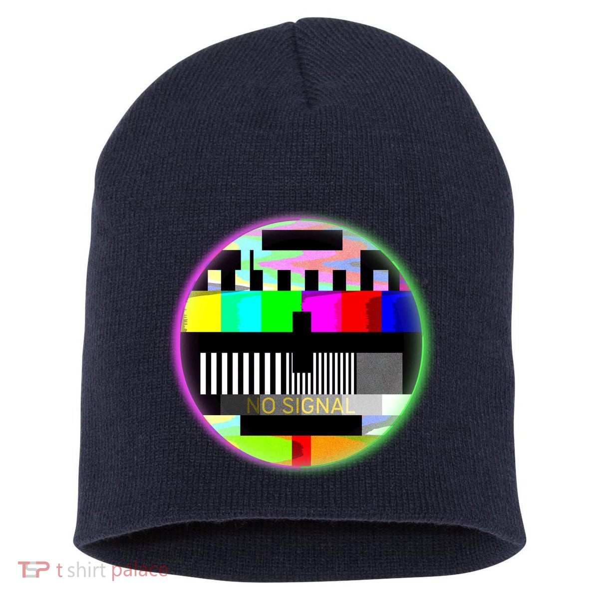 Cool Retro No Tv Signal Short Acrylic Beanie