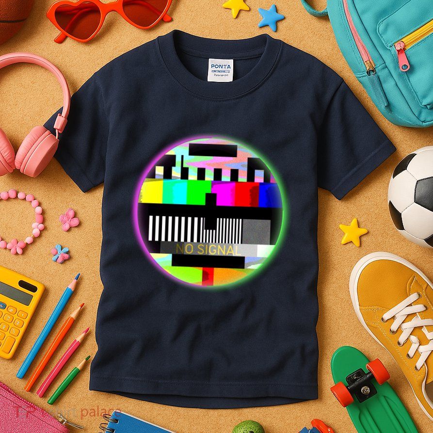 Cool Retro No Tv Signal Kids T-Shirt