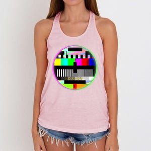 Cool Retro No Tv Signal Women's Knotted Racerback Tank