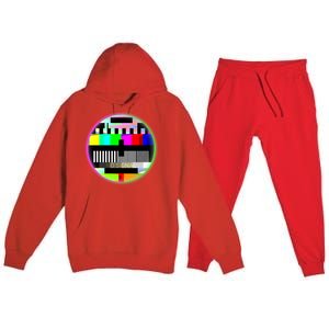 Cool Retro No Tv Signal Premium Hooded Sweatsuit Set