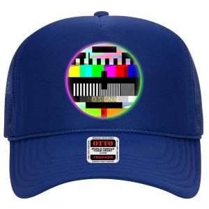 Cool Retro No Tv Signal High Crown Mesh Back Trucker Hat