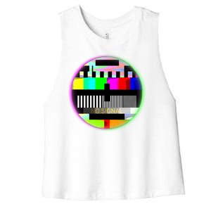 Cool Retro No Tv Signal Women's Racerback Cropped Tank