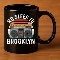 Cool Retro No Sleep Til Brooklyn Old School Portable Stereo 11oz C Handle Ceramic Mug