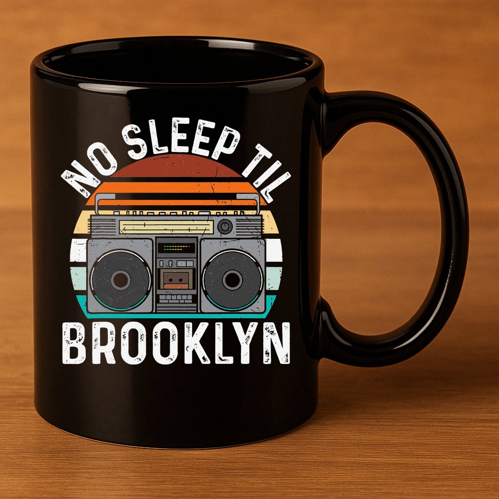 Cool Retro No Sleep Til Brooklyn Old School Portable Stereo 11oz C Handle Ceramic Mug