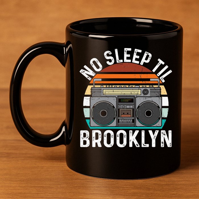 Cool Retro No Sleep Til Brooklyn Old School Portable Stereo 11oz C Handle Ceramic Mug
