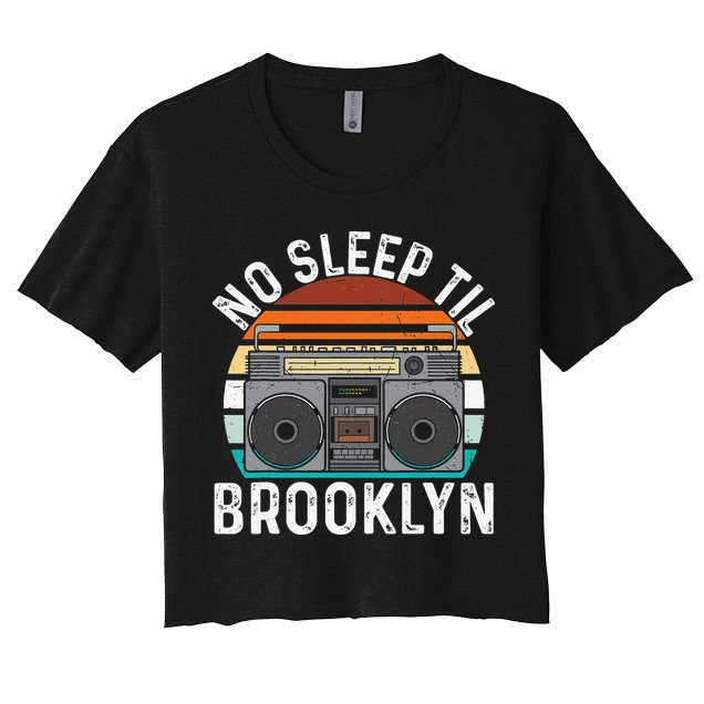 Cool Retro No Sleep Til Brooklyn Old School Portable Stereo Crop Top