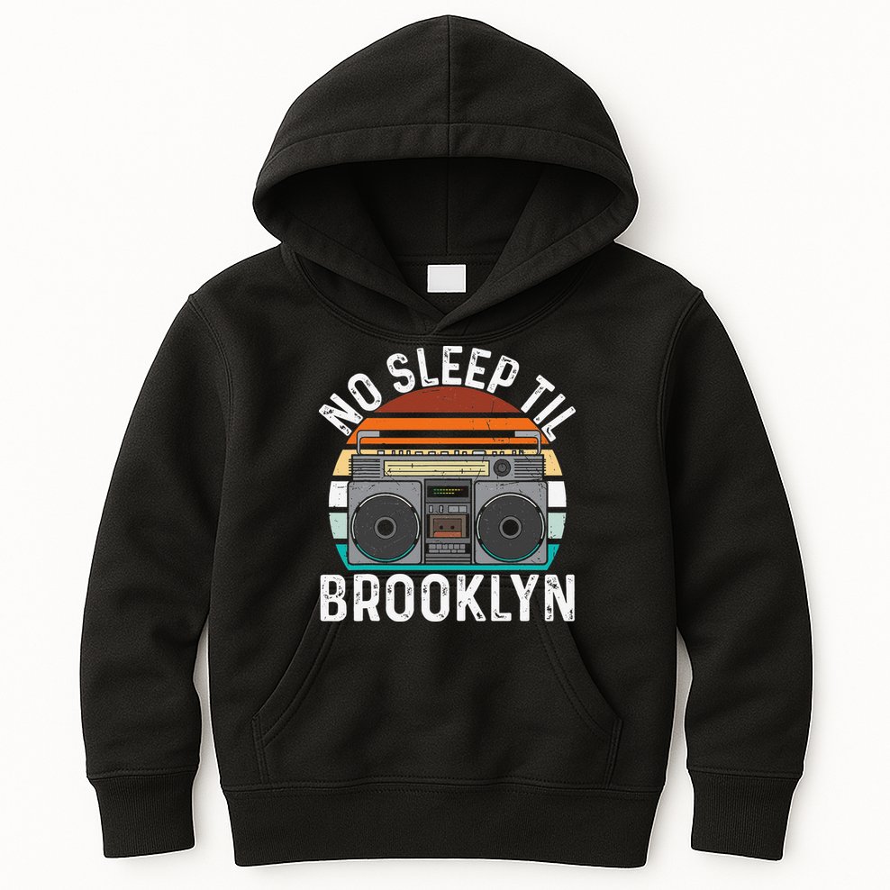 Cool Retro No Sleep Til Brooklyn Old School Portable Stereo Kids Hoodie