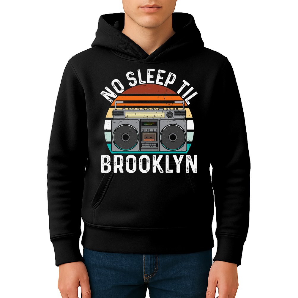 Cool Retro No Sleep Til Brooklyn Old School Portable Stereo Kids Hoodie