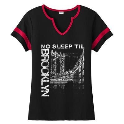 Cool Retro No Sleep Til Brooklyn Old School Portable Stereo Ladies Halftime Notch Neck Tee