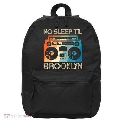 Cool Retro No Sleep Til Brooklyn Old School Portable Stereo 16 in Basic Backpack