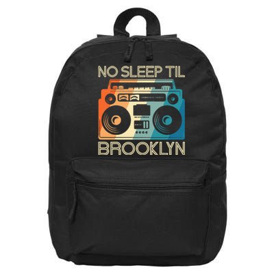 Cool Retro No Sleep Til Brooklyn Old School Portable Stereo 16 in Basic Backpack