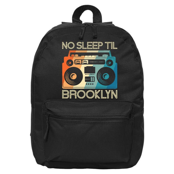 Cool Retro No Sleep Til Brooklyn Old School Portable Stereo 16 in Basic Backpack