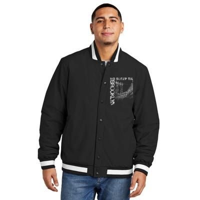 Cool Retro No Sleep Til Brooklyn Old School Portable Stereo Insulated Varsity Jacket