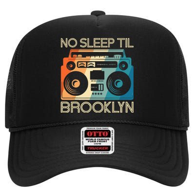 Cool Retro No Sleep Til Brooklyn Old School Portable Stereo High Crown Mesh Back Trucker Hat