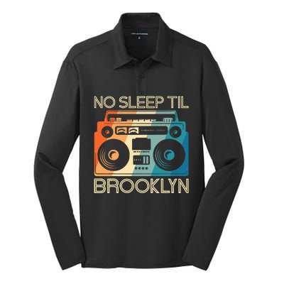 Cool Retro No Sleep Til Brooklyn Old School Portable Stereo Silk Touch Performance Long Sleeve Polo