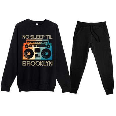 Cool Retro No Sleep Til Brooklyn Old School Portable Stereo Premium Crewneck Sweatsuit Set