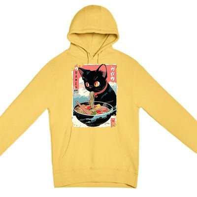 Cat Ramen Noodle Japanese Anime Manga Ramen Kawaii Cat Premium Pullover Hoodie