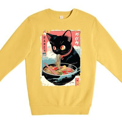 Cat Ramen Noodle Japanese Anime Manga Ramen Kawaii Cat Premium Crewneck Sweatshirt