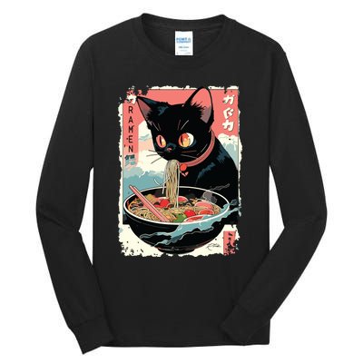 Cat Ramen Noodle Japanese Anime Manga Ramen Kawaii Cat Tall Long Sleeve T-Shirt