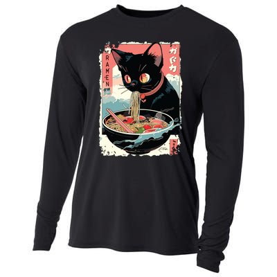 Cat Ramen Noodle Japanese Anime Manga Ramen Kawaii Cat Cooling Performance Long Sleeve Crew