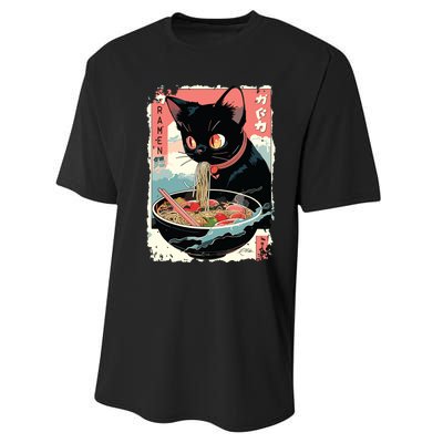 Cat Ramen Noodle Japanese Anime Manga Ramen Kawaii Cat Performance Sprint T-Shirt