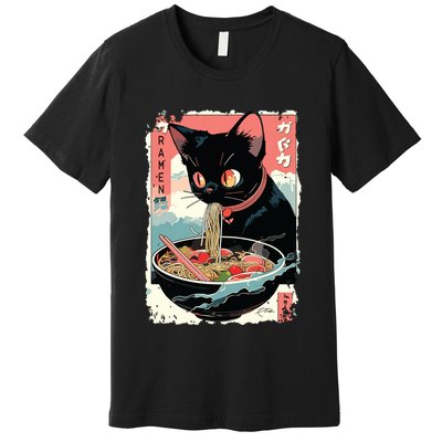 Cat Ramen Noodle Japanese Anime Manga Ramen Kawaii Cat Premium T-Shirt