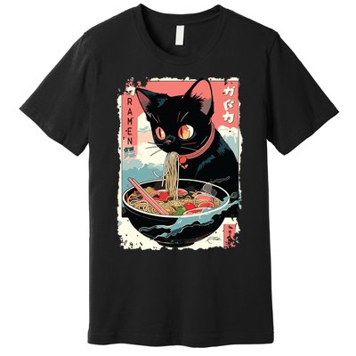 Cat Ramen Noodle Japanese Anime Manga Ramen Kawaii Cat Premium T-Shirt