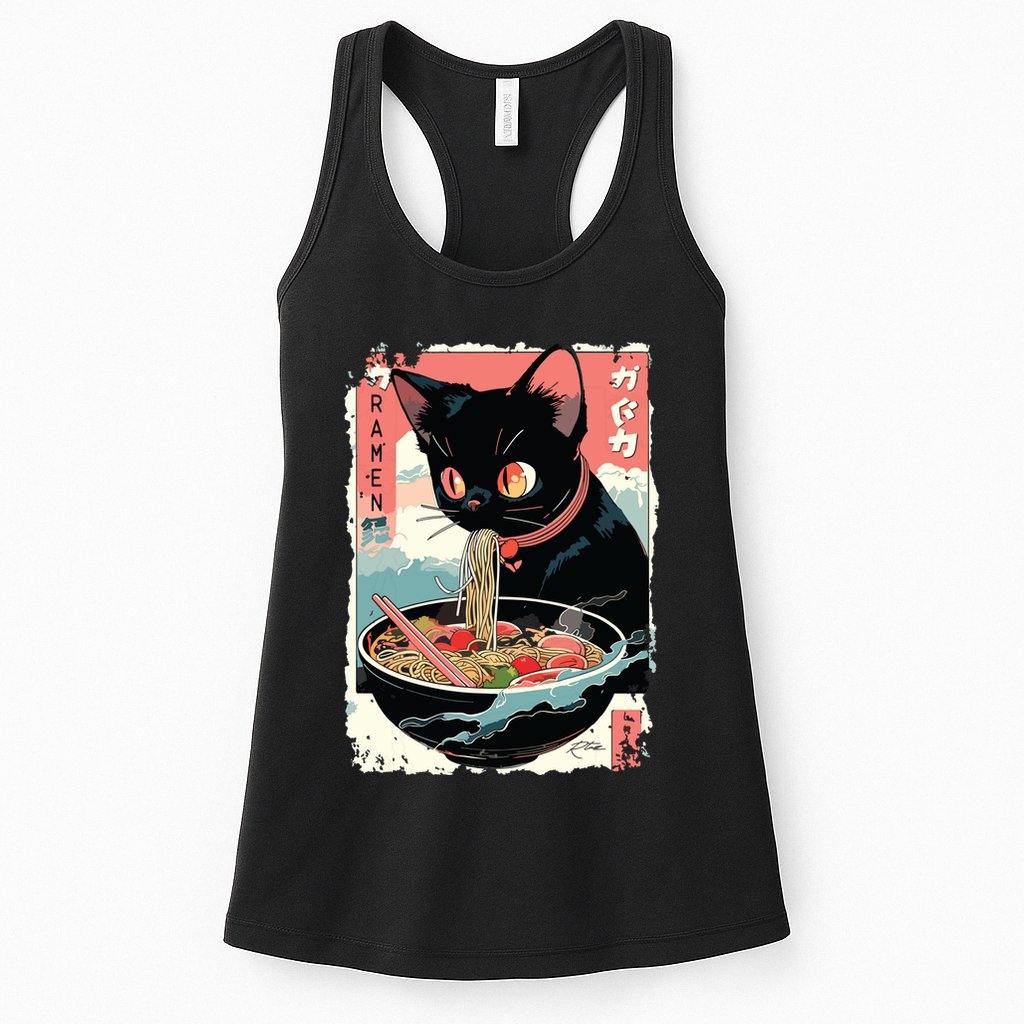 Cat Ramen Noodle Japanese Anime Manga Ramen Kawaii Cat Womens Tank Top