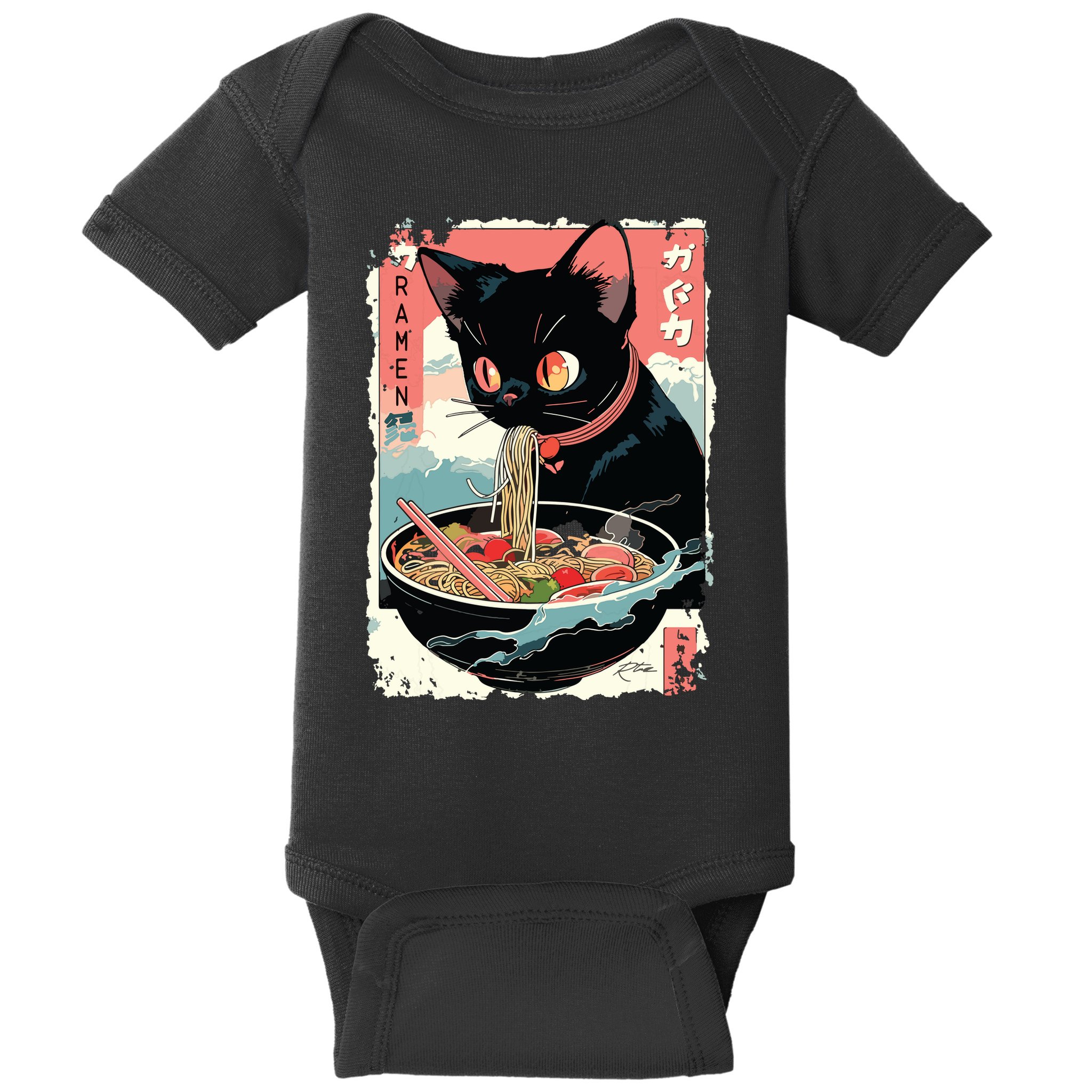 Cat Ramen Noodle Japanese Anime Manga Ramen Kawaii Cat Baby Bodysuit