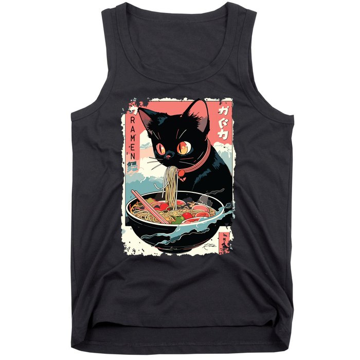 Cat Ramen Noodle Japanese Anime Manga Ramen Kawaii Cat Tank Top