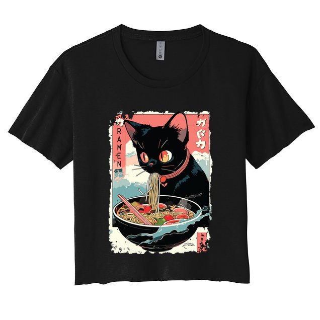 Cat Ramen Noodle Japanese Anime Manga Ramen Kawaii Cat Crop Top