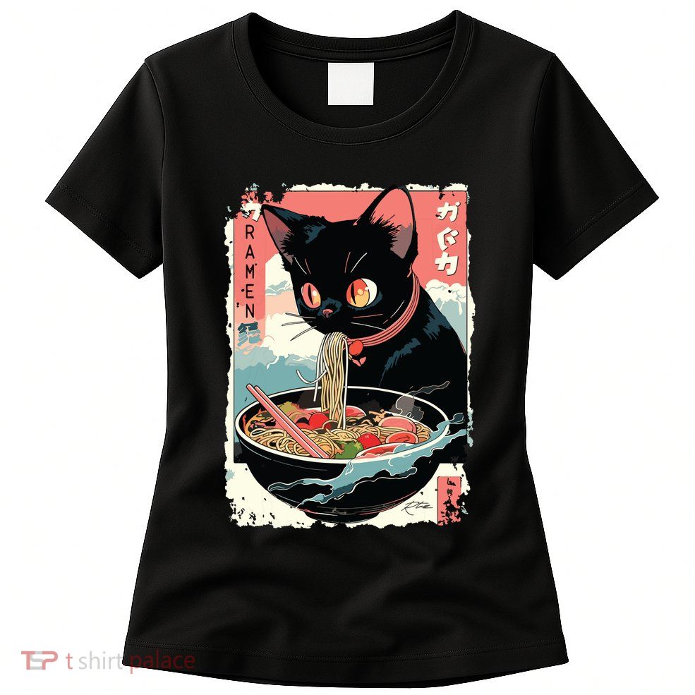 Cat Ramen Noodle Japanese Anime Manga Ramen Kawaii Cat Womens T-Shirt