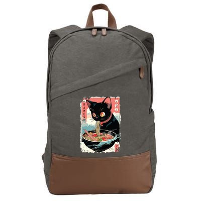 Cat Ramen Noodle Japanese Anime Manga Ramen Kawaii Cat Cotton Canvas Backpack