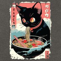 Cat Ramen Noodle Japanese Anime Manga Ramen Kawaii Cat Cotton Canvas Backpack