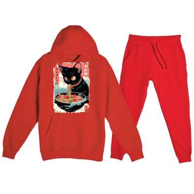 Cat Ramen Noodle Japanese Anime Manga Ramen Kawaii Cat Premium Hooded Sweatsuit Set