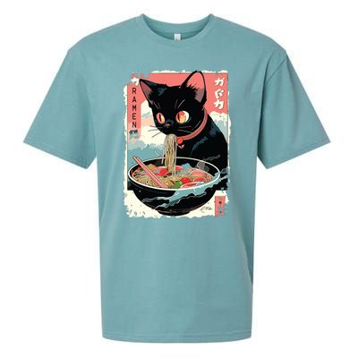 Cat Ramen Noodle Japanese Anime Manga Ramen Kawaii Cat Sueded Cloud Jersey T-Shirt