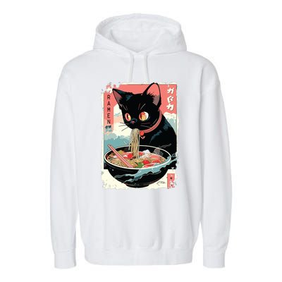 Cat Ramen Noodle Japanese Anime Manga Ramen Kawaii Cat Garment-Dyed Fleece Hoodie