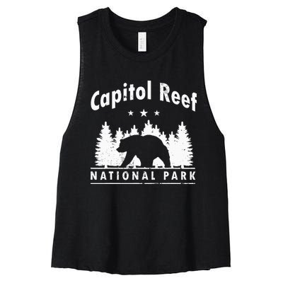 Capitol Reef National Park Bear Souvenir Us Park Women's Racerback Cropped Tank