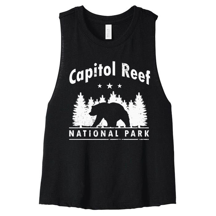 Capitol Reef National Park Bear Souvenir Us Park Women's Racerback Cropped Tank