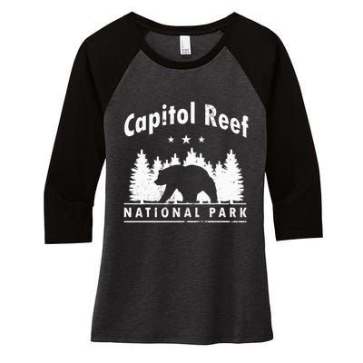 Capitol Reef National Park Bear Souvenir Us Park Women's Tri-Blend 3/4-Sleeve Raglan Shirt