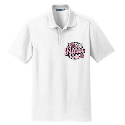 Checkered Retro Nurse School For Women Nursing Groovy Nurse Dry Zone Grid Polo