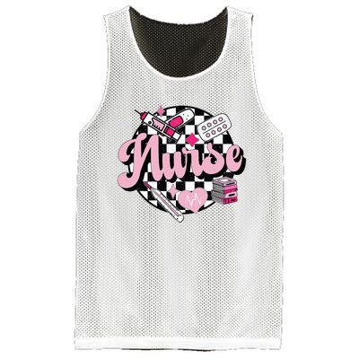 Checkered Retro Nurse School For Women Nursing Groovy Nurse Mesh Reversible Basketball Jersey Tank