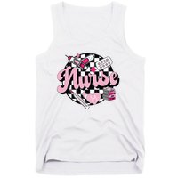 Checkered Retro Nurse School For Women Nursing Groovy Nurse Tank Top