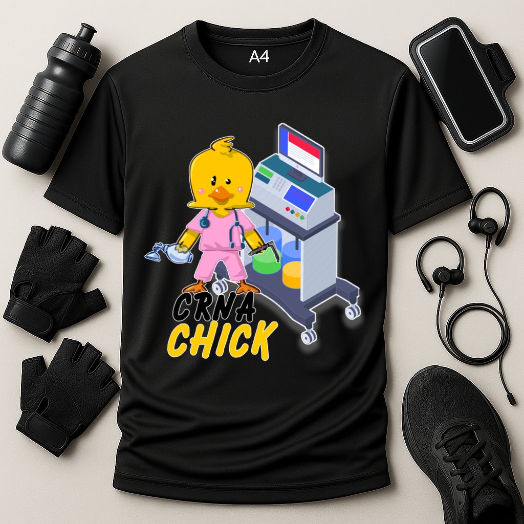 CRNA Chick Nurse Anesthetist Cooling Performance Crew T-Shirt