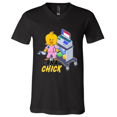 CRNA Chick Nurse Anesthetist V-Neck T-Shirt
