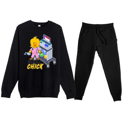 CRNA Chick Nurse Anesthetist Premium Crewneck Sweatsuit Set