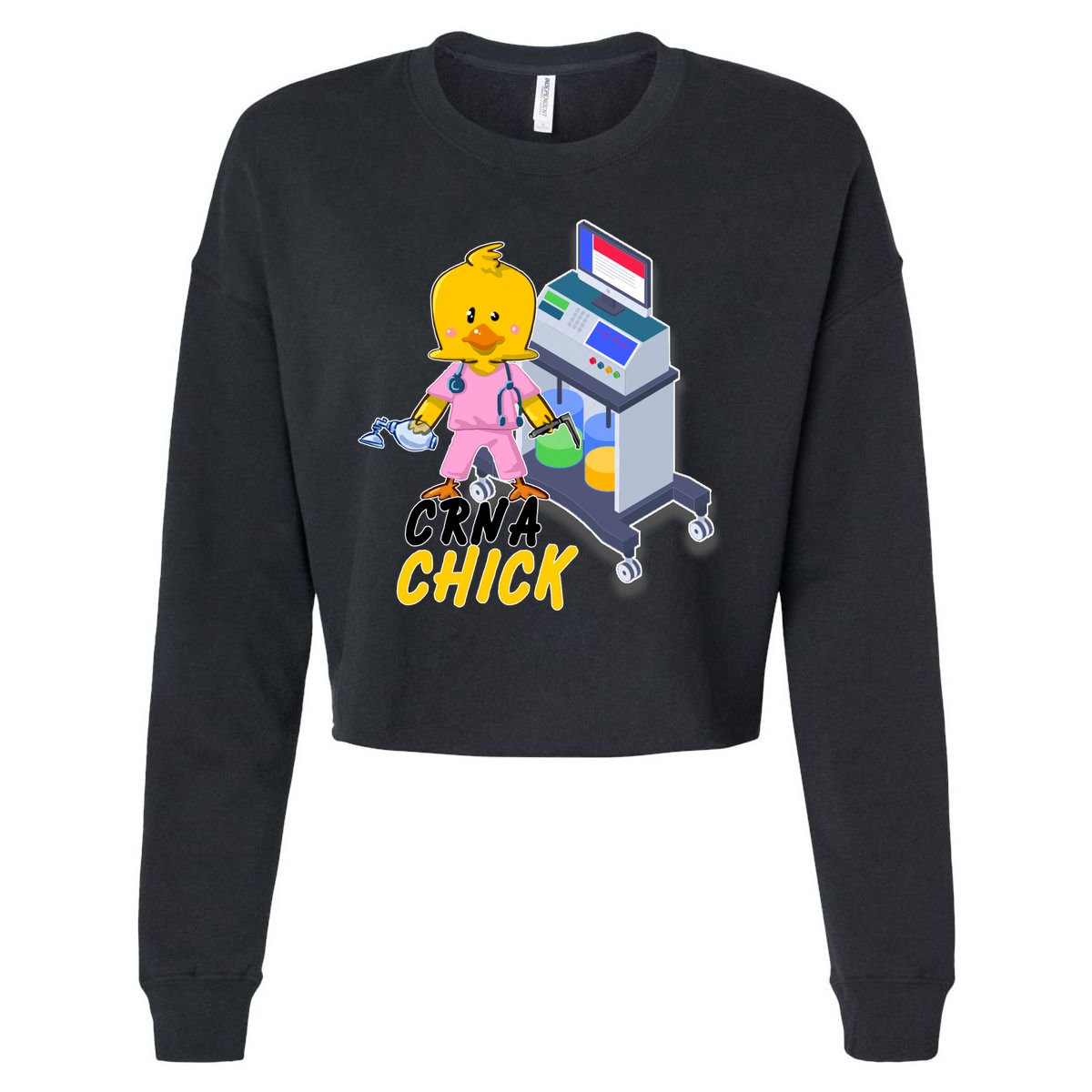 CRNA Chick Nurse Anesthetist Cropped Pullover Crew