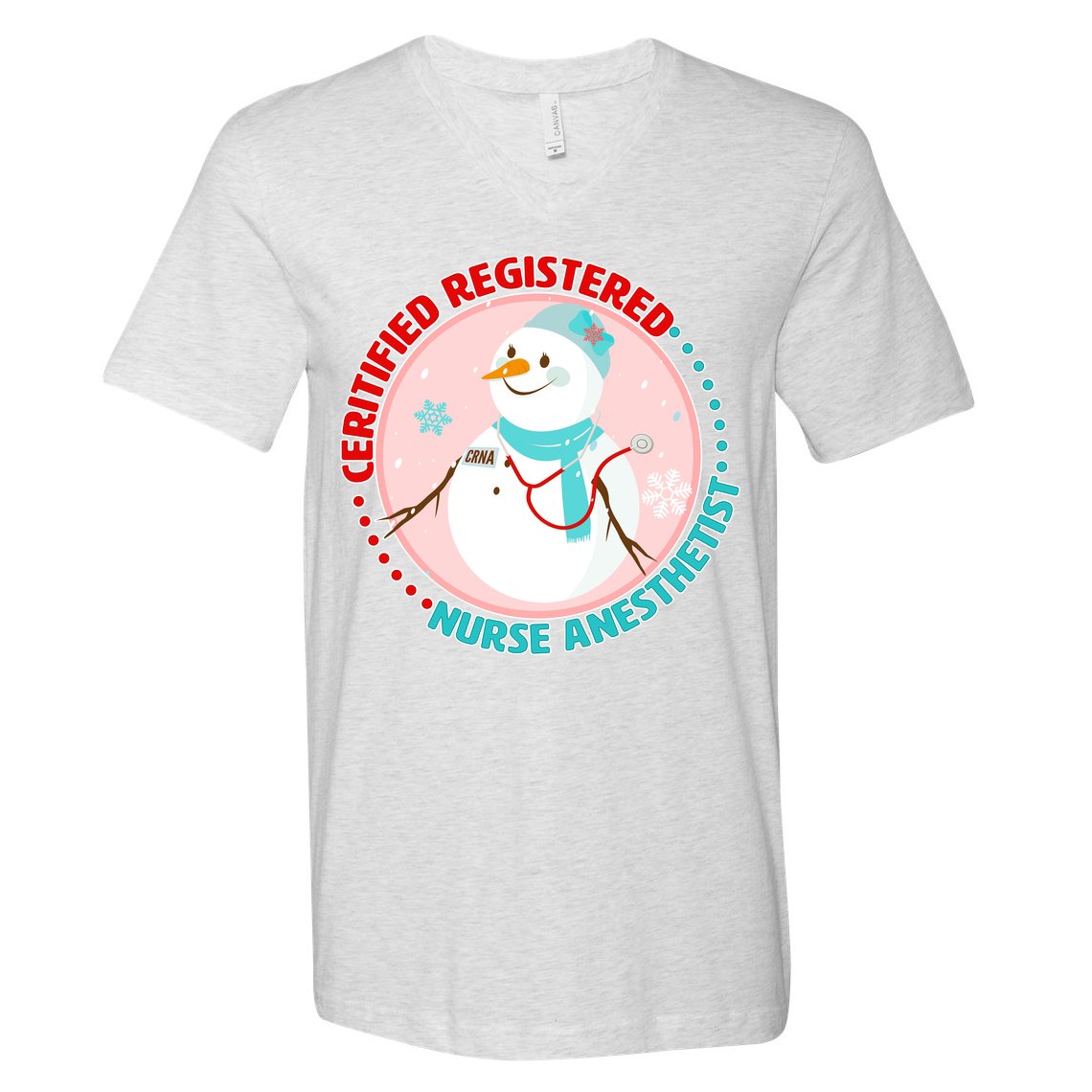 CRNA Snowlady Nurse Anesthetists V-Neck T-Shirt