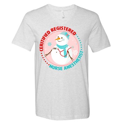 CRNA Snowlady Nurse Anesthetists V-Neck T-Shirt