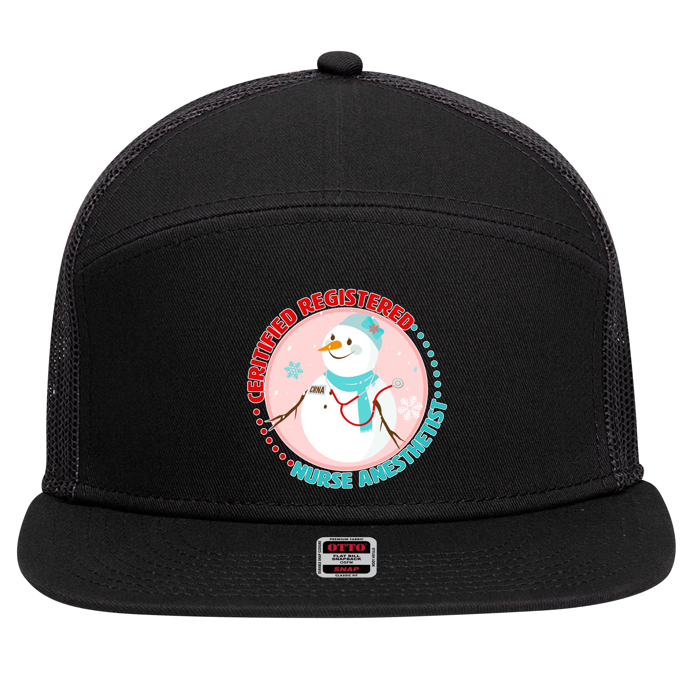CRNA Snowlady Nurse Anesthetists 7 Panel Mesh Trucker Snapback Hat